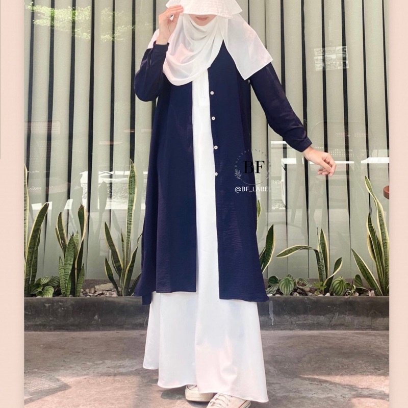 BF Label - ALIKA LONG TUNIC | Tunik Rayon Crinkle panjang polos lebaran idul fitri