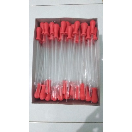 Pipet tetes kaca 15cm karet merah isi 100pcs/box