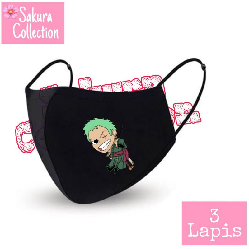 Masker Kain 3 Lapis - Anime One Piece Zoro