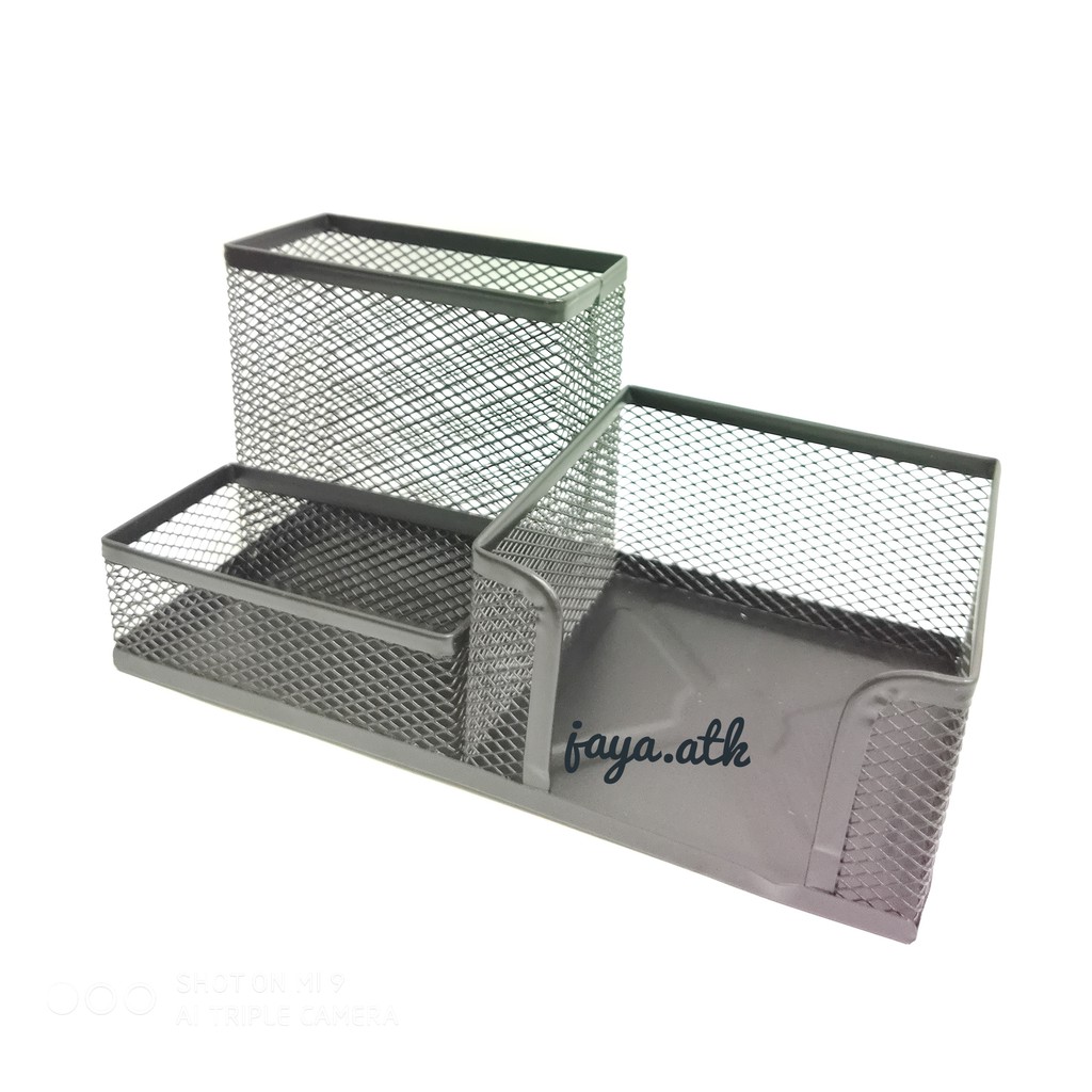 Desk Set Organizer Tempat Pulpen Pen Holder Meja Jaring Besi - Memo Holder Sekat