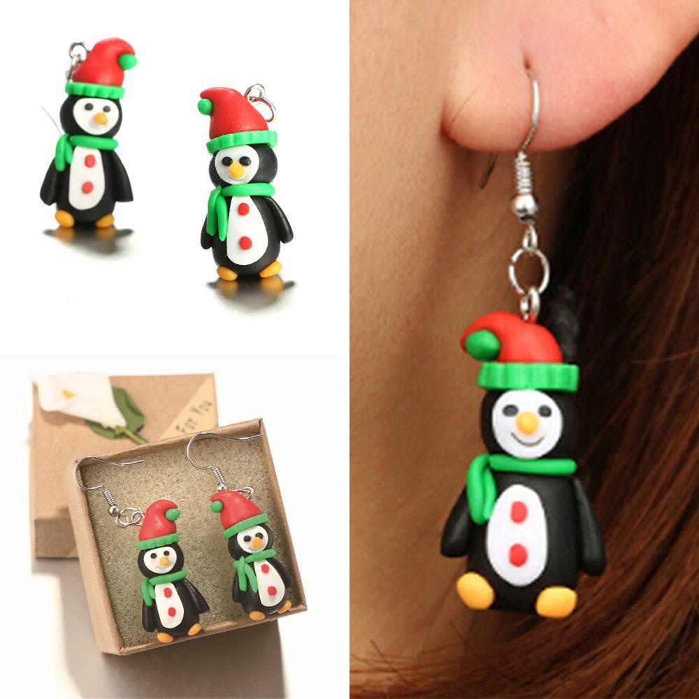 Preva 1pasang Anting Natal Fashion Indah Handmade Polymer Clay