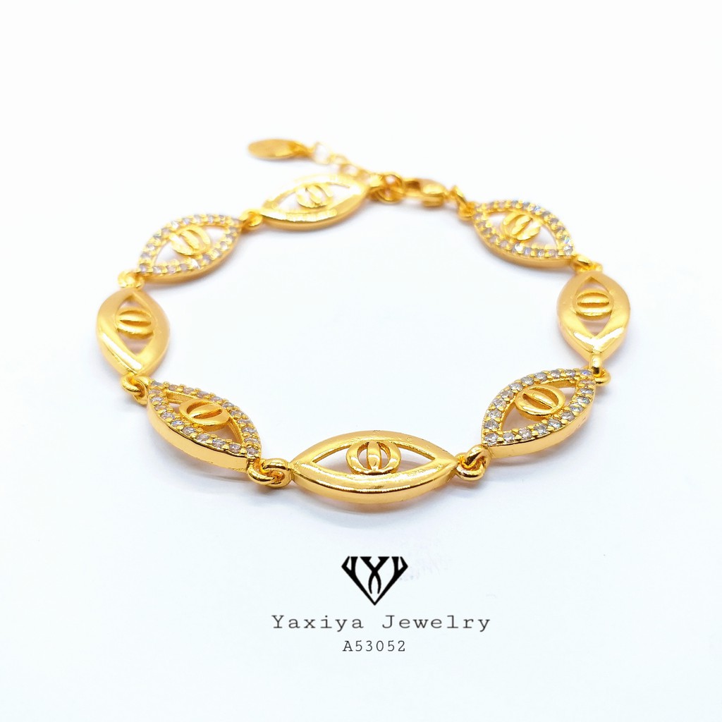 

Gelang Plat Lapis emas Motif permata Perhiasan imitasi 18k Yaxiya A53052