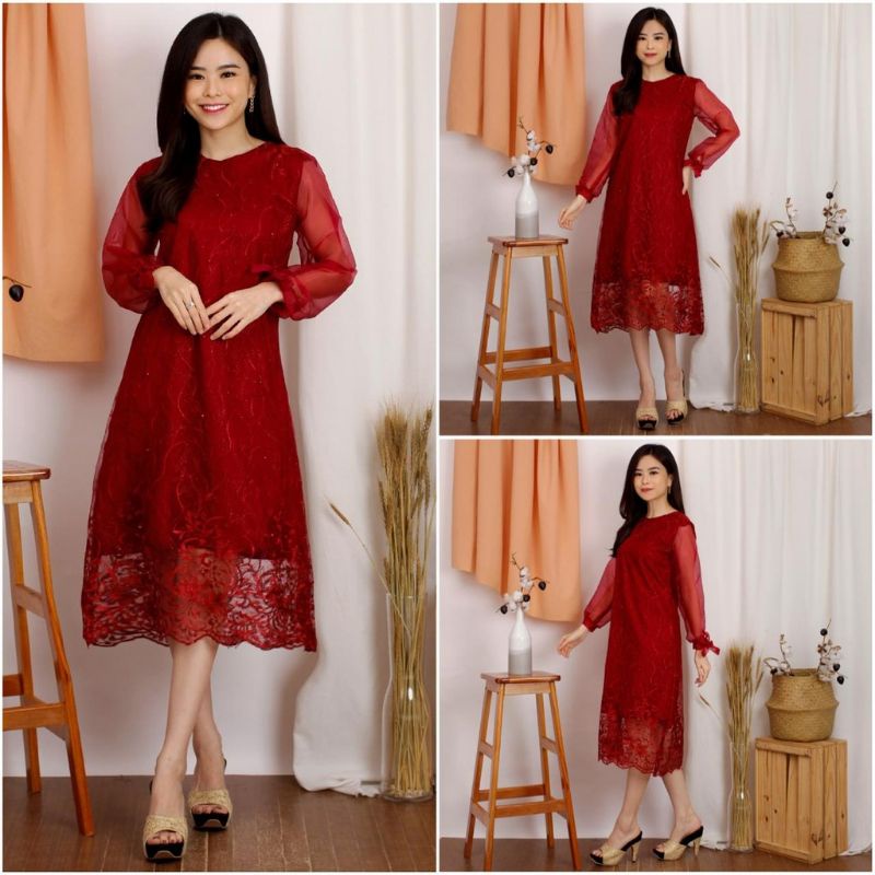 DRESS ORGANZA / DRESS PESTA /GAUN PESTA/ BAJU PESTA