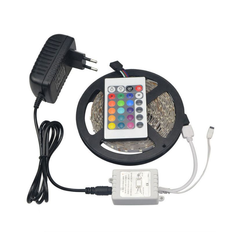 Lampu Led Strip 5M Remote RGB 3528 Remote + ADAPTOR  Warna Warni