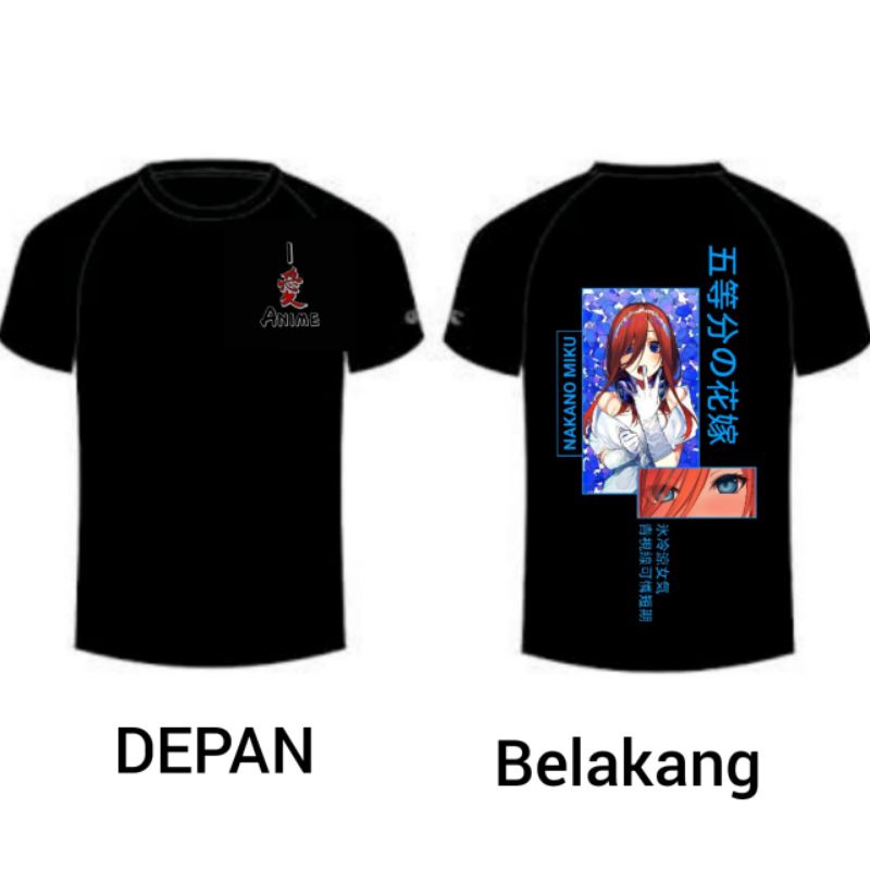 Kaos distro anime.nakano.miku limited edition fashion