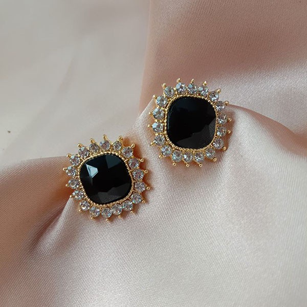 anting fashion S925 sterling silver square rhinestone earrings jan239 (3D4)