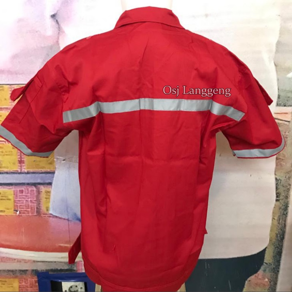 Baju Atasan Lengan Pendek Warna Merah / Baju Atasan Safety Merah