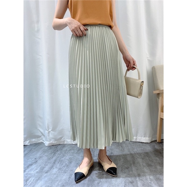 ROK MAXI PLEAT  WANITA KARET MUSLIM SKIRT PANJANG DRESS MX528