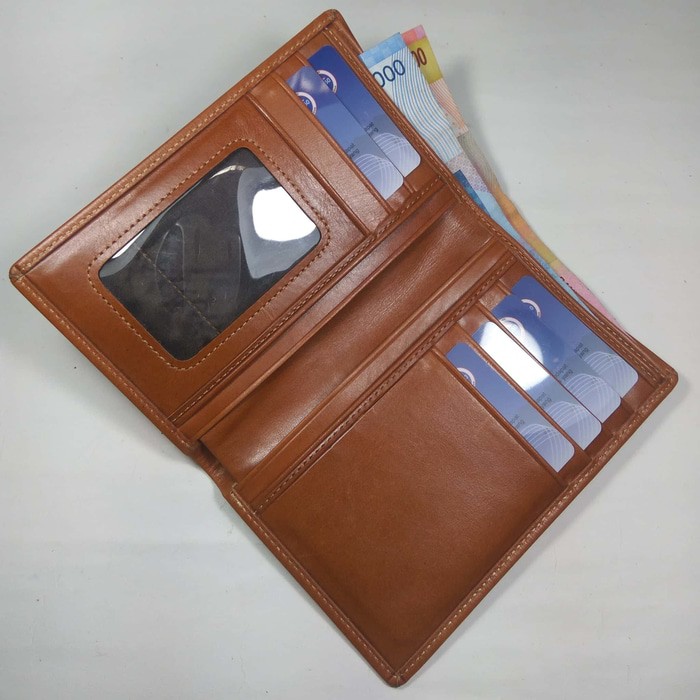 dompet medium unisex kulit asli warna tan - medium wallet 3/4