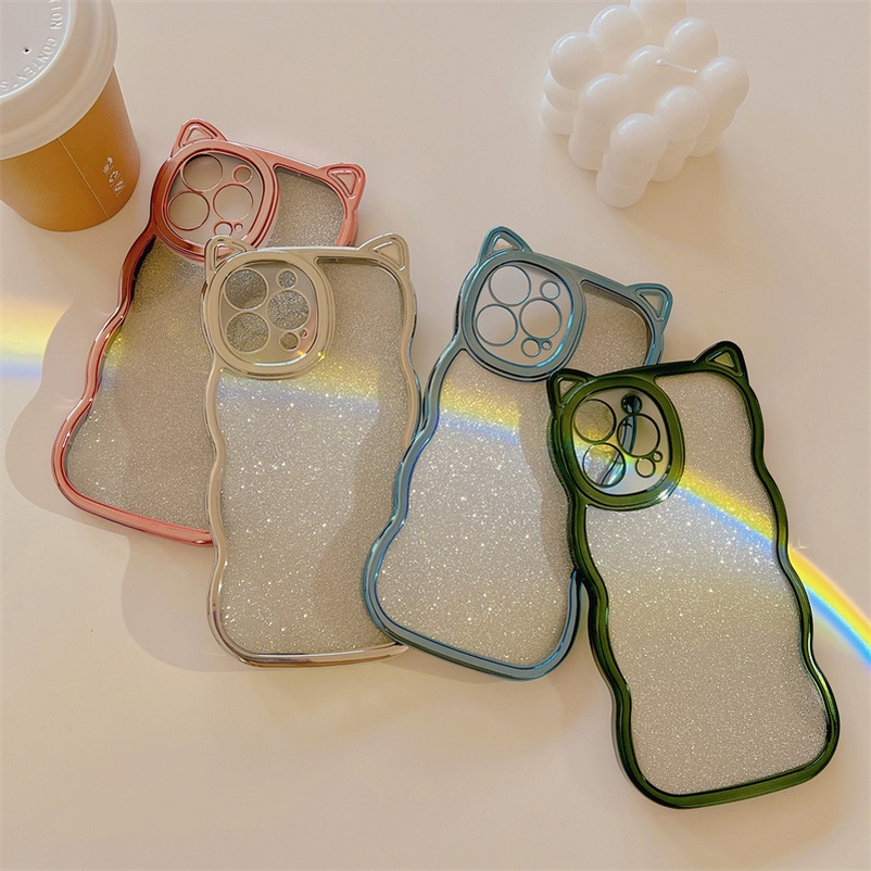 Soft Case Silikon TPU Desain Telinga Kucing Untuk iPhone 13 12 11 Pro Max X Xr Xs Max SE 2020 8 7 Plus