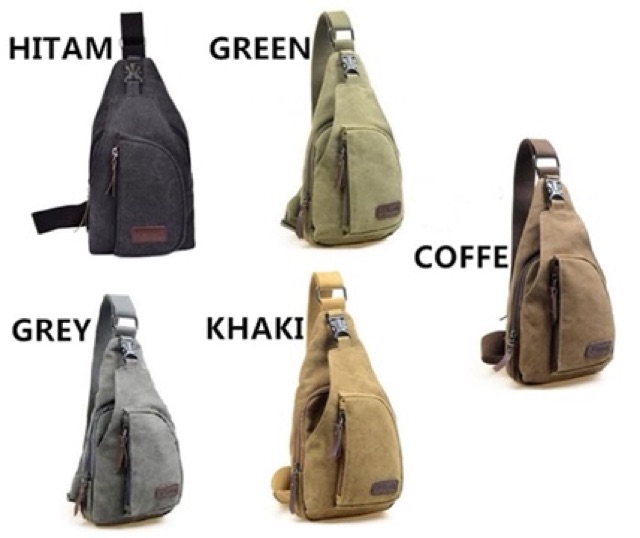 Tas pria sling bag pack  fashion bahan kanvas