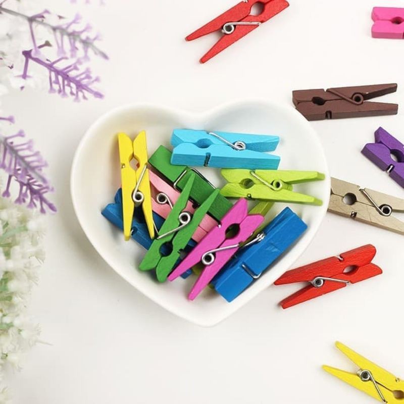 ⭐ Jendela Kosmetik ⭐( PER PCS ) Jepitan Buku WARNA WARNI / NOTali - Wooden Clip Kayu