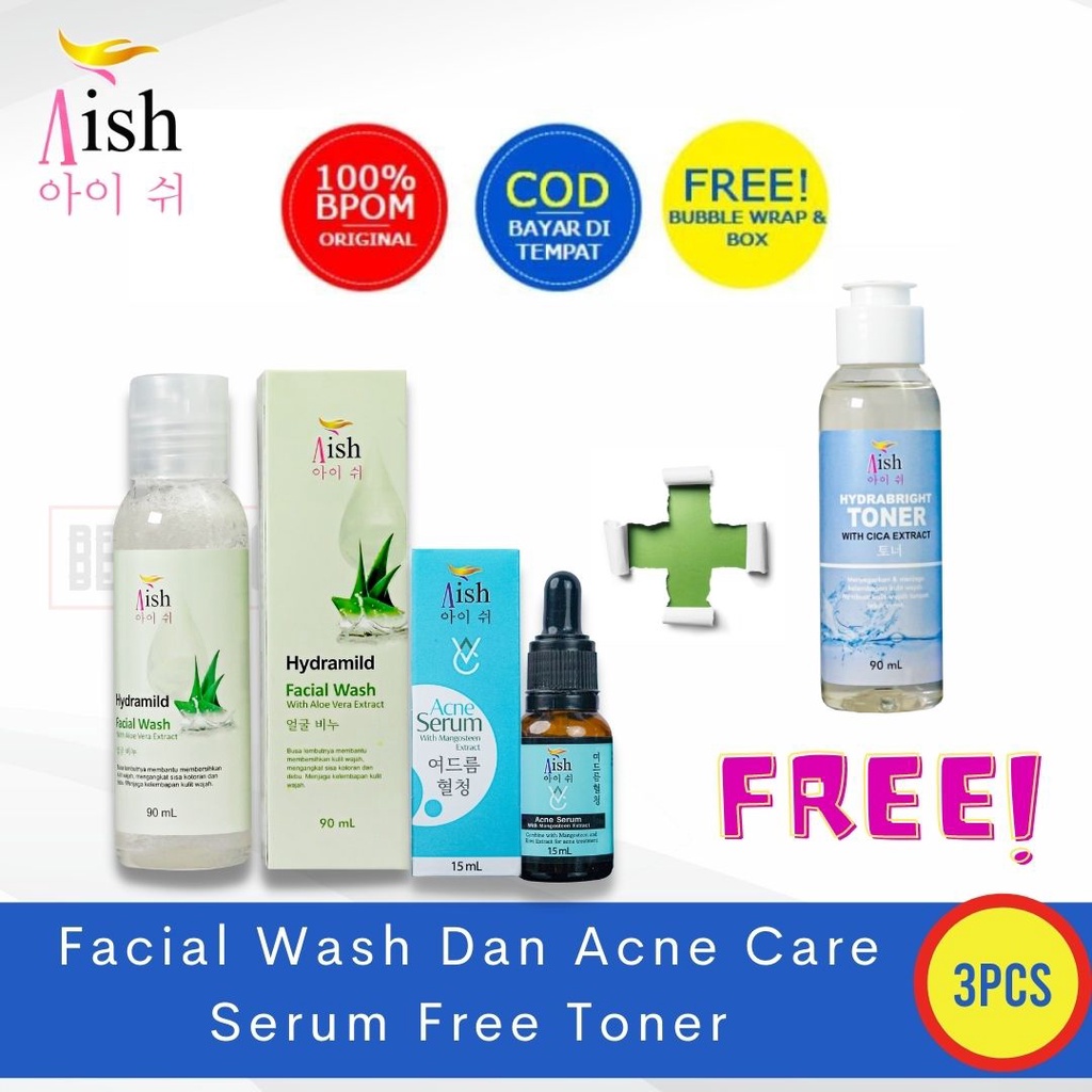 PAKET AISH GLOW ACNE AISH SKINCARE  FACIAL WASH TONER SERUM BEBAS PILIH VARIAN COCOK UNTUK PERIA DAN