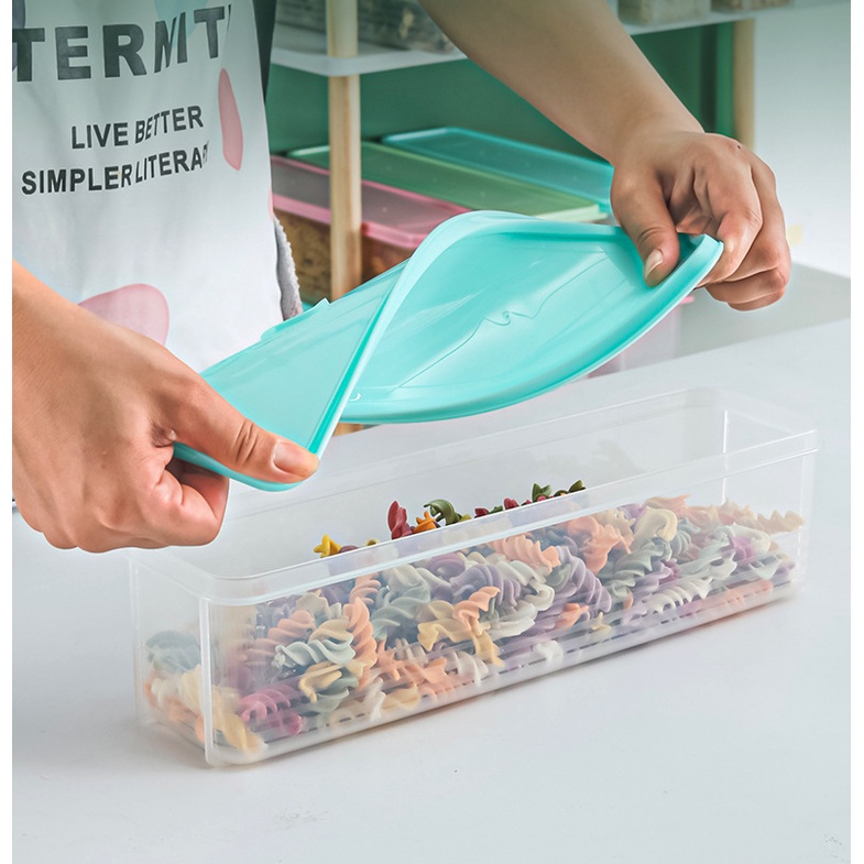 Adda Home - Toples Panjang Serbaguna Food Grade Wadah Penyimpanan Spaghetti Mie Ikan Snack Makanan 30x8x8cm