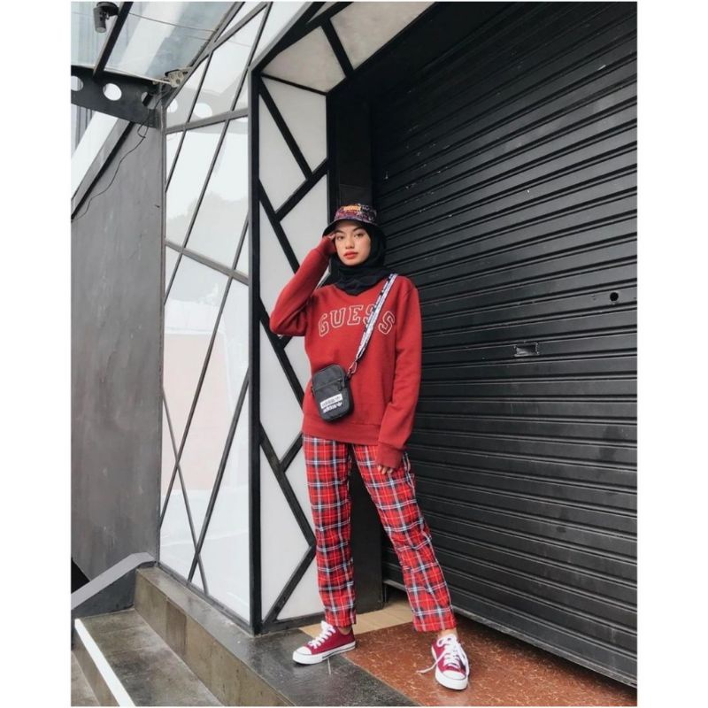 Cs celana panjang kotak tartan