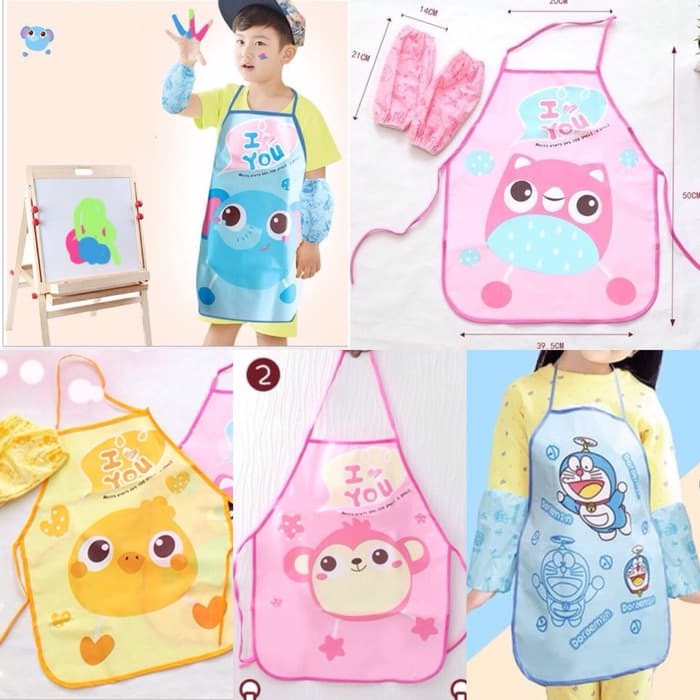 Celemek Anak Apron Karakter Lucu Celemek Anak Melukis Masak Kotor Kotoran Berkebun Kids Apron Cartoon Cute