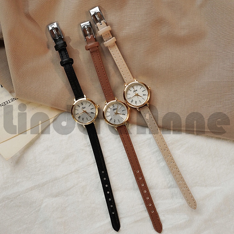 [DGS] Jam Tangan Casual Wanita Analog Kecil Dial Bulat Dengan Strap Pu Leather Korean Fashion