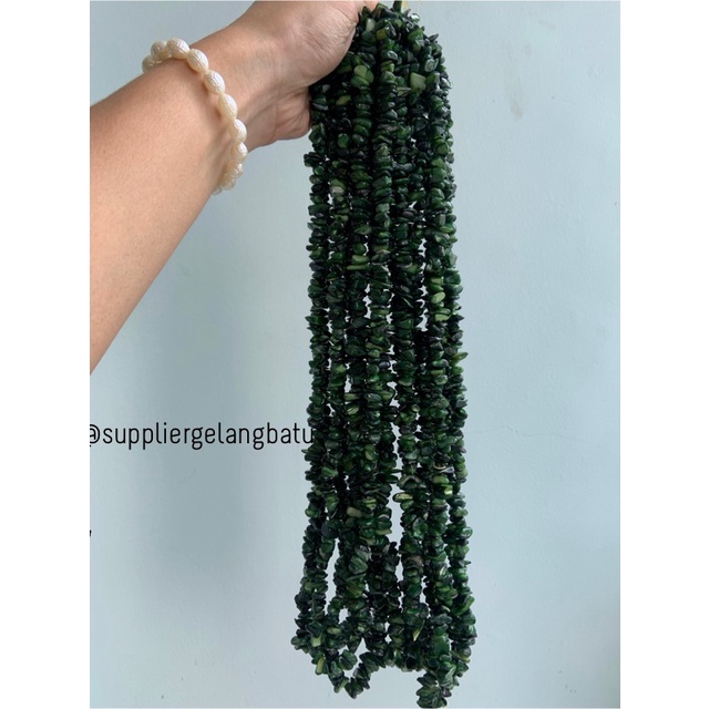 kerikil kerang DARK GREEN CARNELIAN 2cm bahan manik akik hijau tua