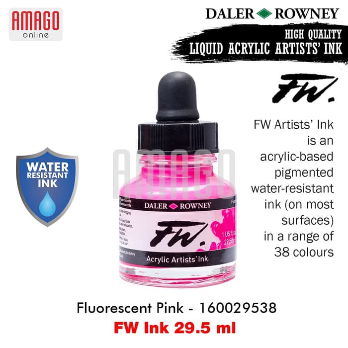 

DALER-ROWNEY - FW Ink 29.5 ml - Acrylic Artists Ink - Cat Akrilik - Fluorescent Pink - 160029538