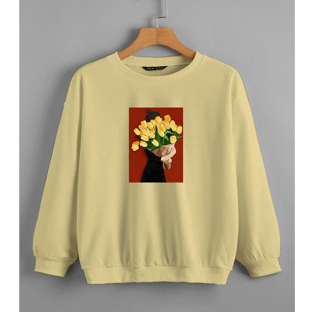 CALVIERO SHOP - BAJU SWEATER WANITA ATASAN PAINTING GIRL FLOWER SWEATER DEWASA BRAND ANIME SWEATER HODDIE FASHION CITAYEM SCBD FASHION WEEK FASHION VIRAL TIKTOK