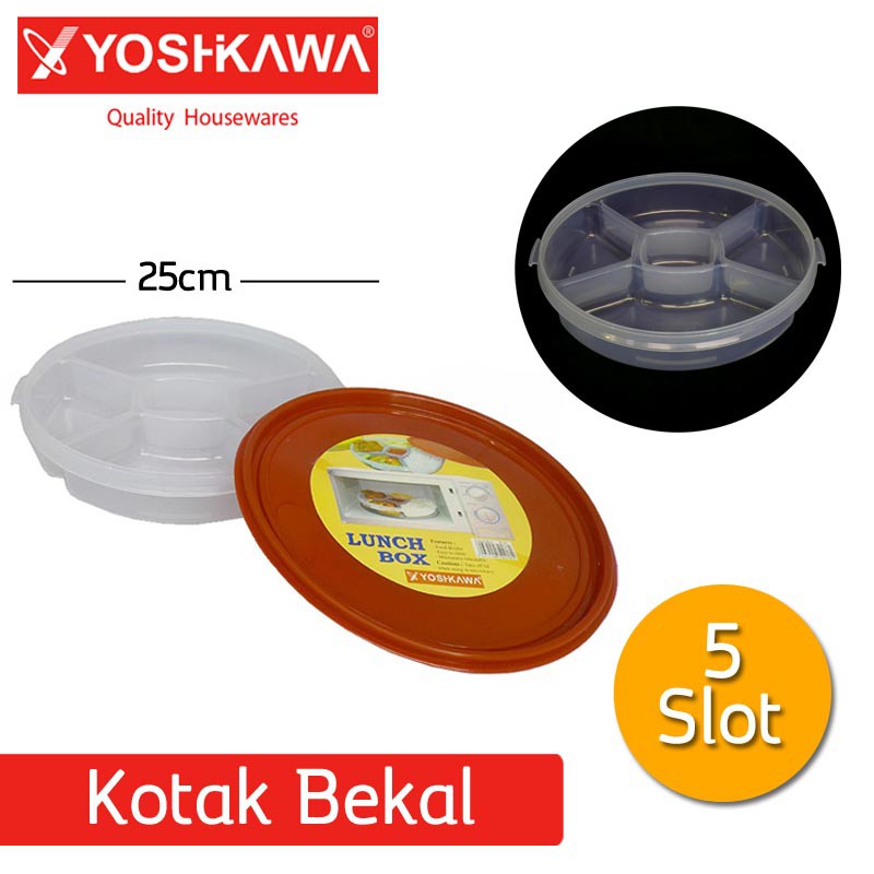 

YOSHIKAWA Tempat Makan Diameter 25 CM 5 Sekat EVL-K-05 Merah