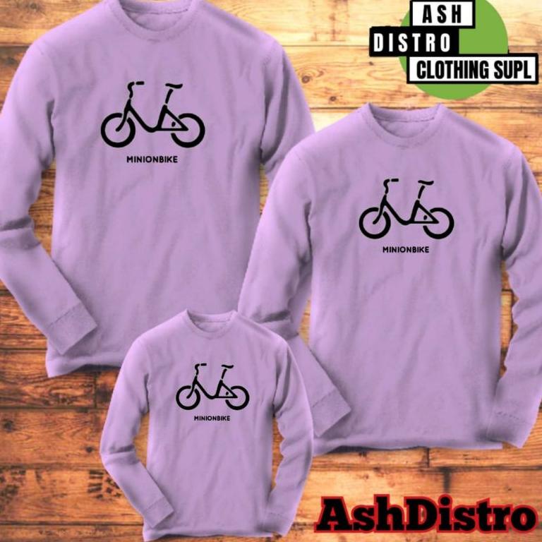[PRODUK PGMBG] Kaos lengan panjang couple keluarga sepeda minion bike / baju kapel ayah ibu anak 01 