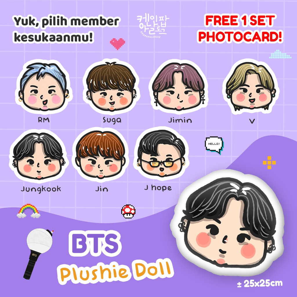 [FREE PHOTOCARD] BTS ARMY PLUSHIE DOLL BANTAL BONEKA MURAH KPOP DYNAMITE MERCH KPOP