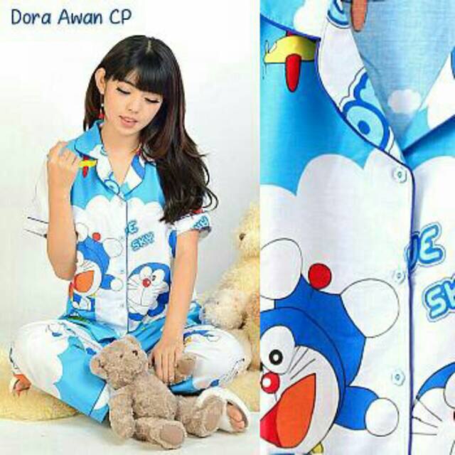 JC Piyama doraemon awan CP&amp;PP / Pajamas doraemon blue / piyama wanita murah