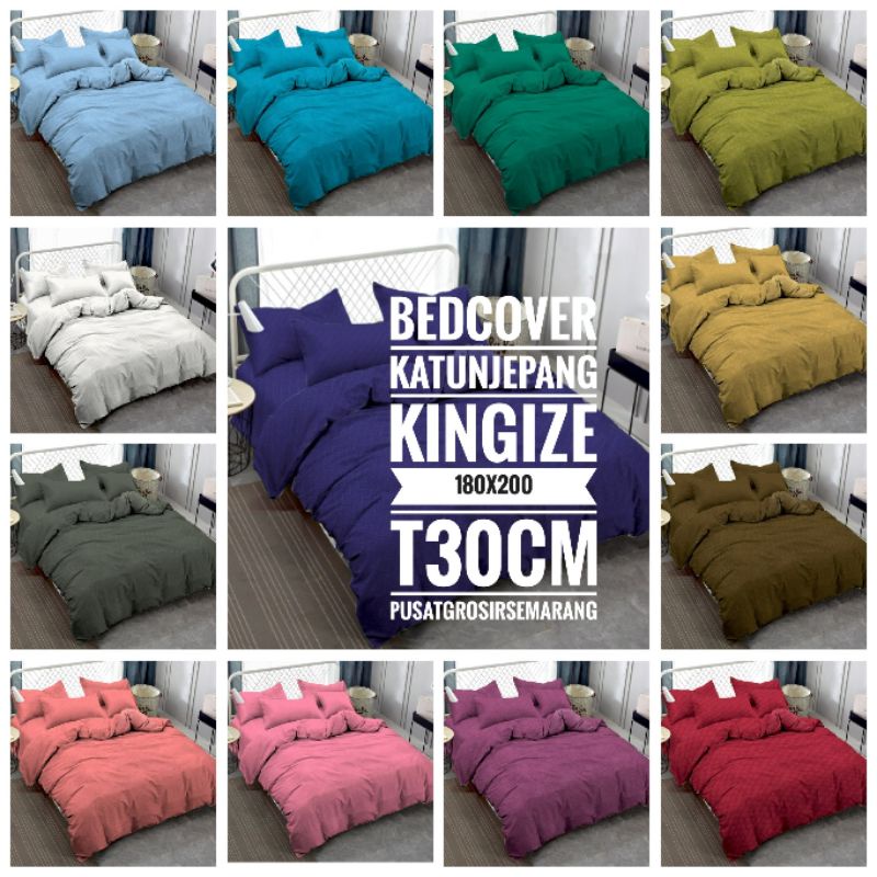 BC Bedcover VALLERY QUINCY Polos T30 FLAT Set King Size uk 180x200 Tinggi 30 cm KingKoil Sutra Jacquard Hotel Blossom Cotton Candy Dark Red Dark Pink Golden Latte Lavender Purple Navy White