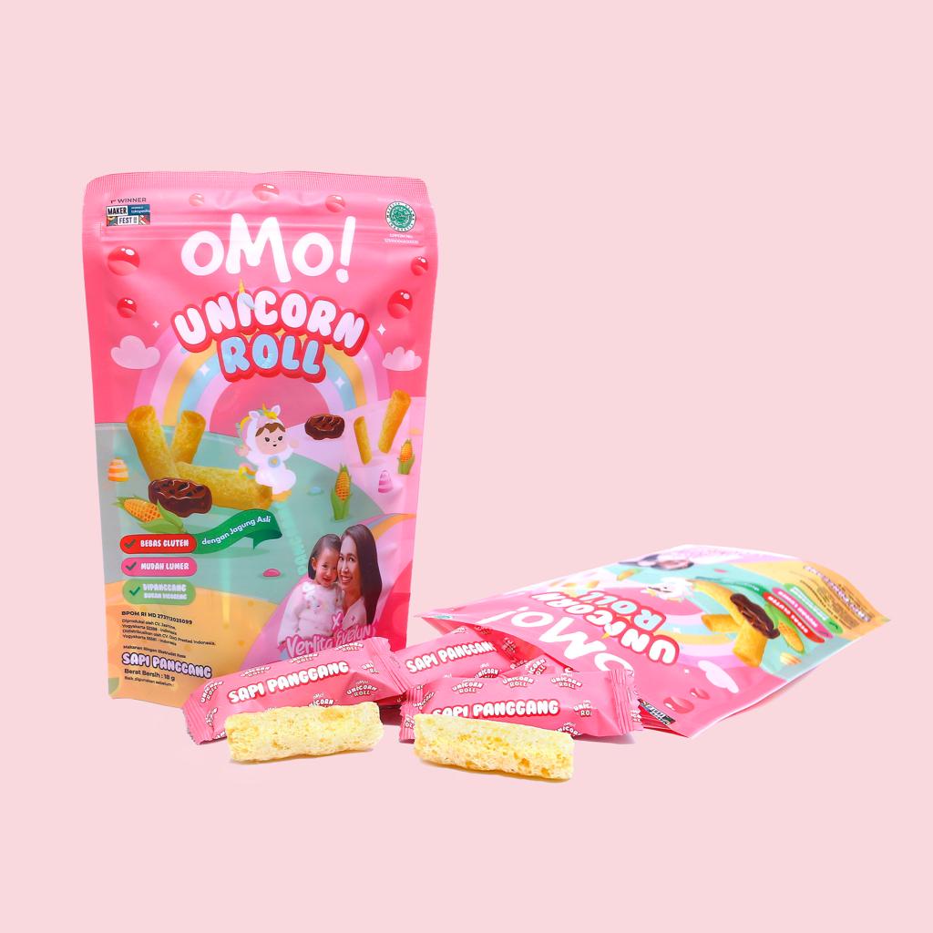 Omo! Unicorn Roll Sapi Panggang Snack Makanan Ringan Camilan Bayi 18g