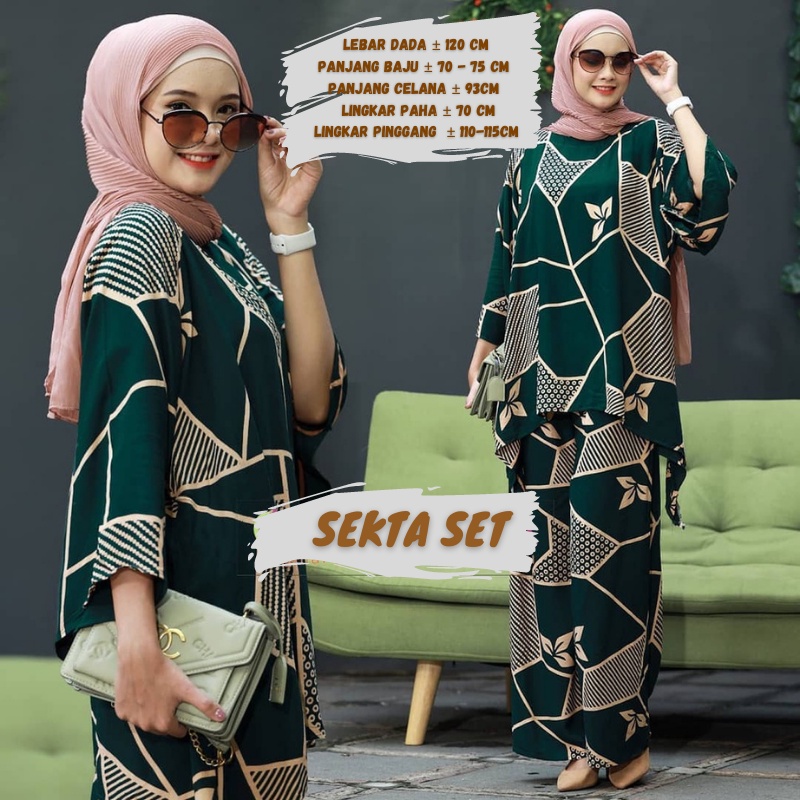 BAJU WANITA SETELAN TIE DIE DYE WAKA JUMBO SINTIA SET BUSUI ONE SET RAYON MOTIF KEKINIAN-SEKTA HIJAU