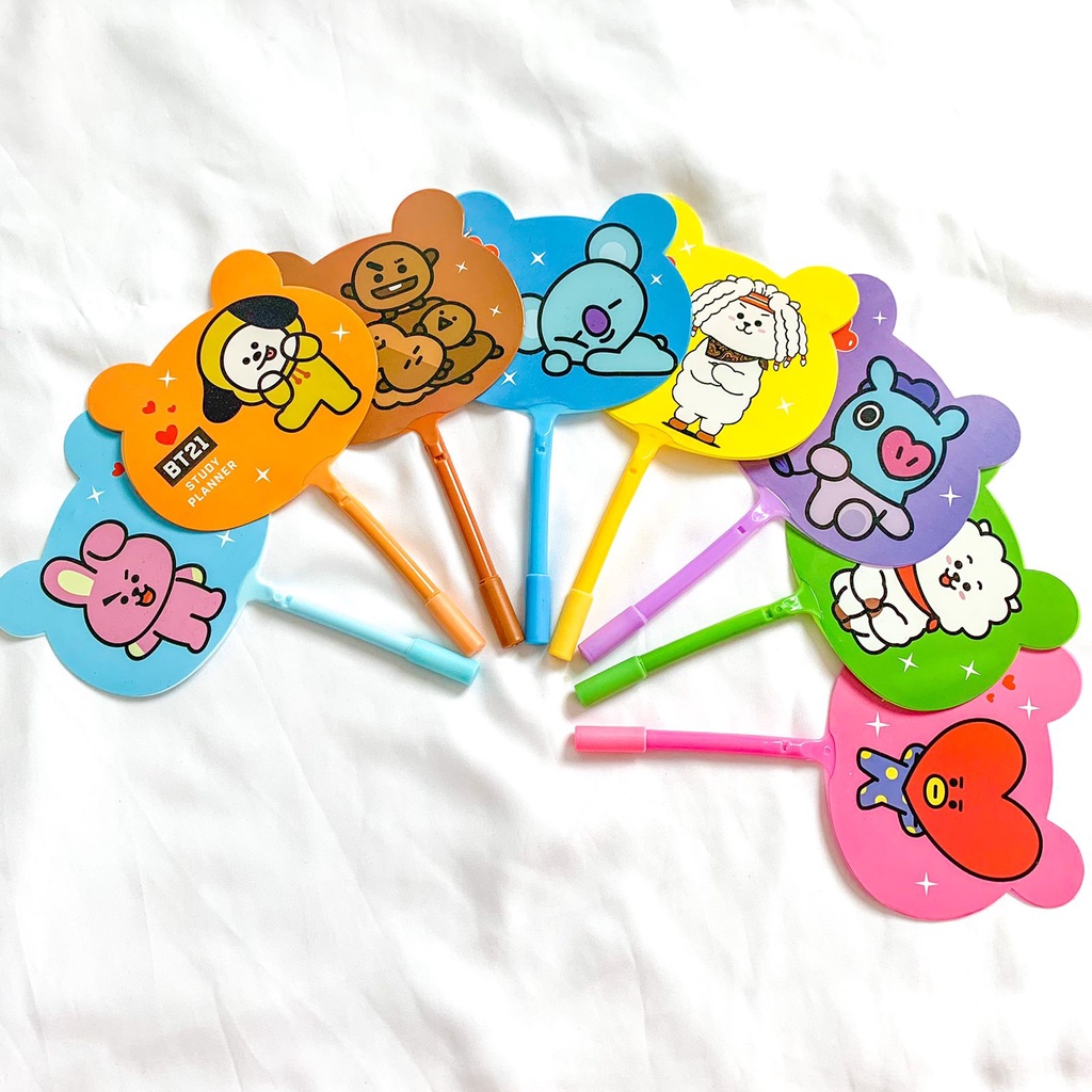 PULPEN GEL KIPAS KARAKTER BT21 BTS BANGTAN BOYS READY 4 WARNA BISA COD PENA LUCU BOLPEN UNIK GROSIR