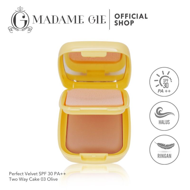 MADAME GIE Perfect Velvet SPF 30 - Madam Gie Two Way Cake Make Up Bedak Padat Plus Sunscreen