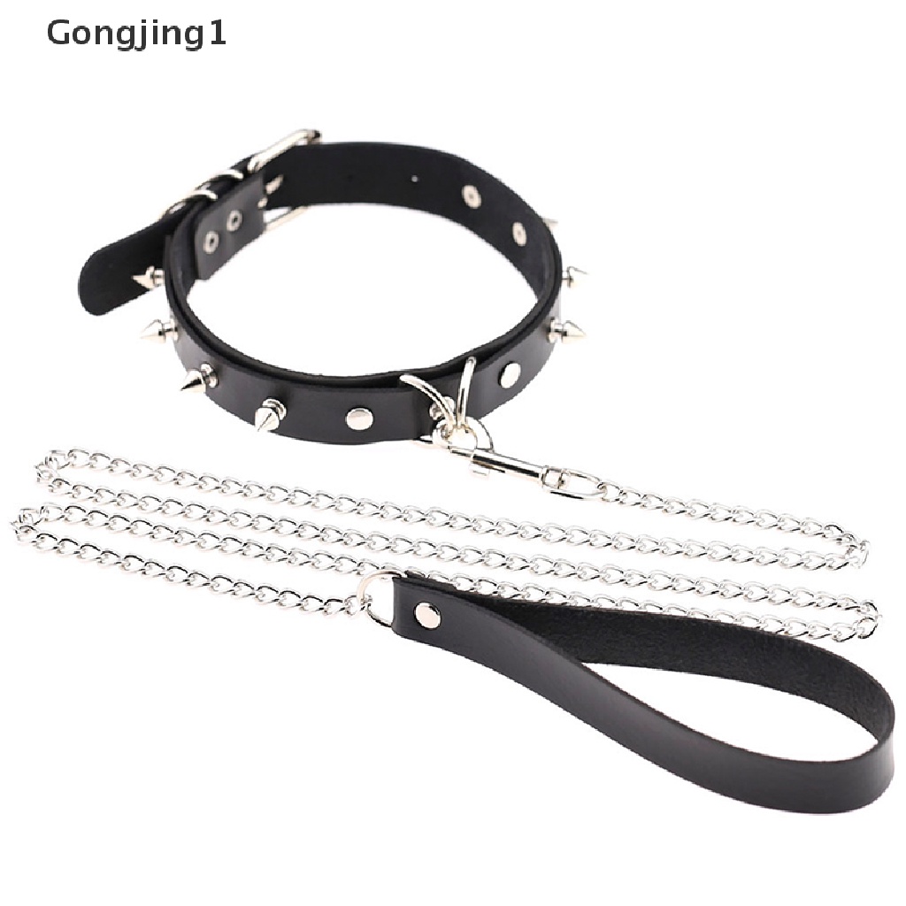 Gongjing1 Kalung Choker Kulit Aksen Rivet Gaya Punk Gothic Untuk Wanita