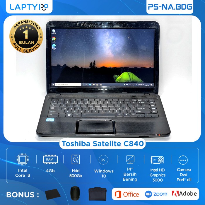 Jual Laptop Untuk Anak Sekolah Toshiba Intel Core i3 Ram 4Gb Hdd 500Gb