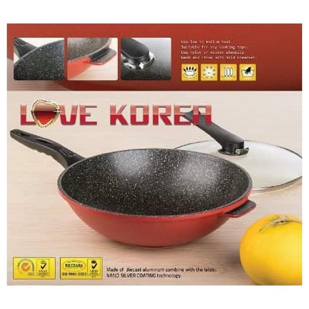 Pan Frying Frying Pan 32 Cm Penggorengan Wajan Teflon Kuah Shabu Premium Alumunium Anti Lengket