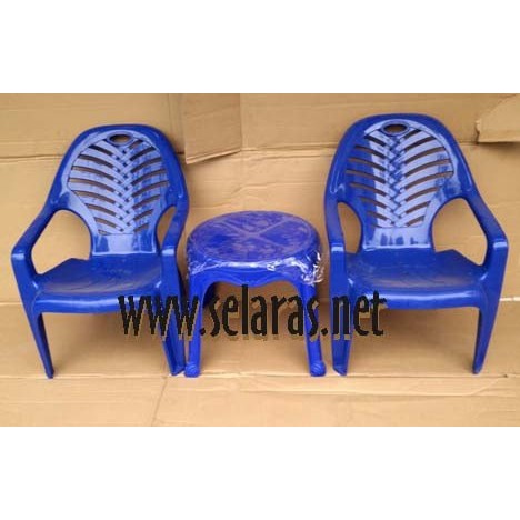 Buruan Beli - 2 Kursi Teras Plastik 909 Set 1 Meja 3650 Napolly - Biru / Perlengkapan Rumah