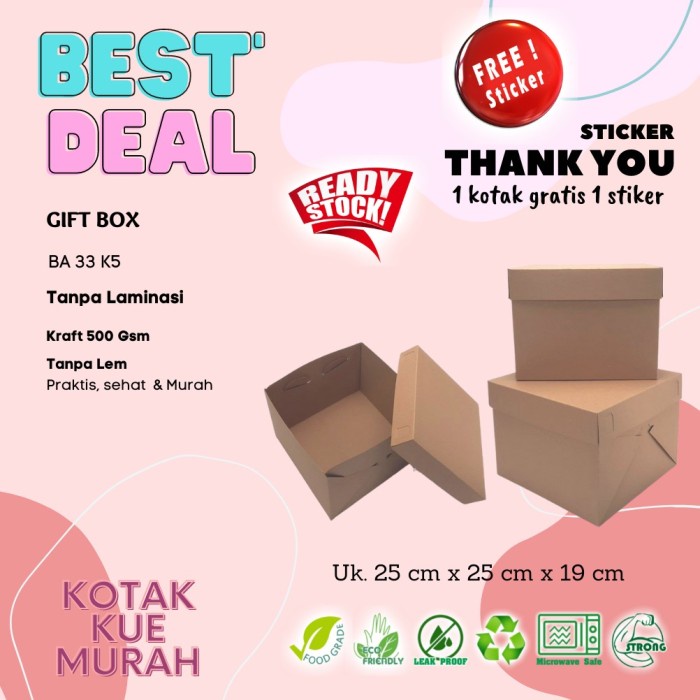 

TERBARU GIFT BOX / BOX BESAR Uk. 25cm x 25cm x 19cm Kotak Kraft