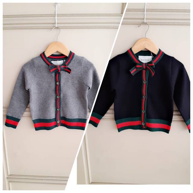 GA81075  RIBBON GC OUTER NAVY GREY / CARDIGAN SWEATER ANAK PEREMPUAN IMPORT KOREA MURAH RAJUT