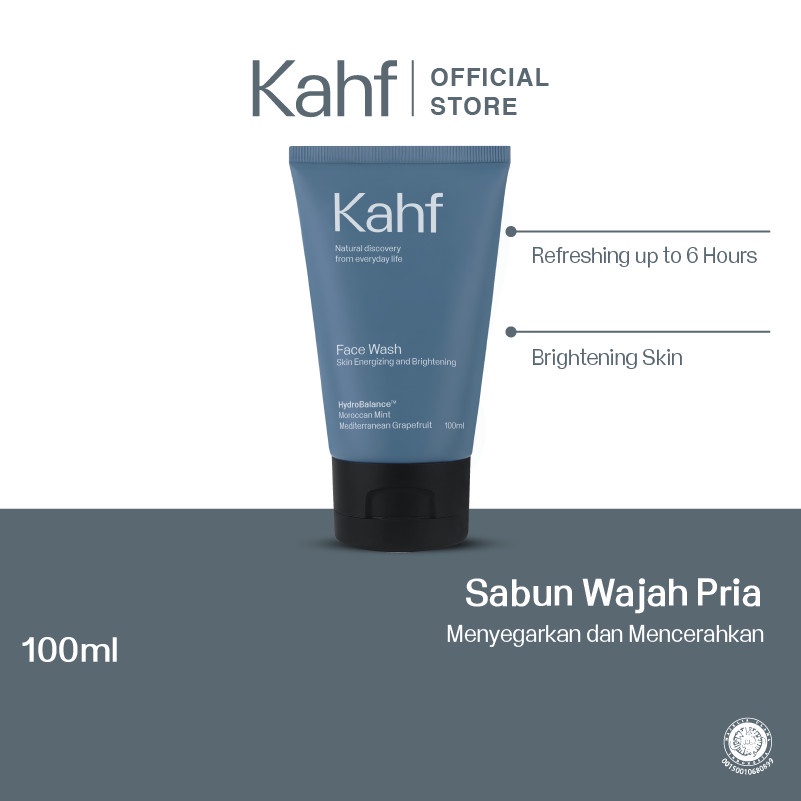 Kahf Facial Wash and Eau De Toilette EDT Parfum All Variant Oil and Acne Care Energizing and Brightening Gentle Exfoliating Scrub Original Perfume Pria