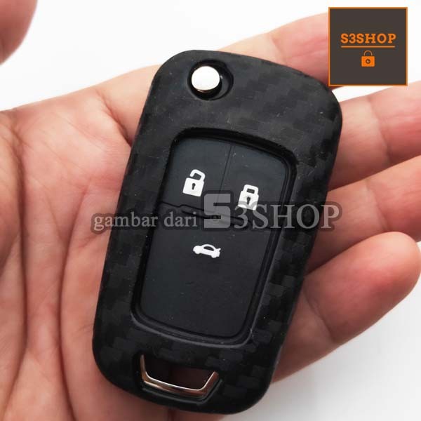 Sarung Kunci Silicon Rubber Key Case Fiber Carbon Chevrolet Spin Captiva Orlando Aveo