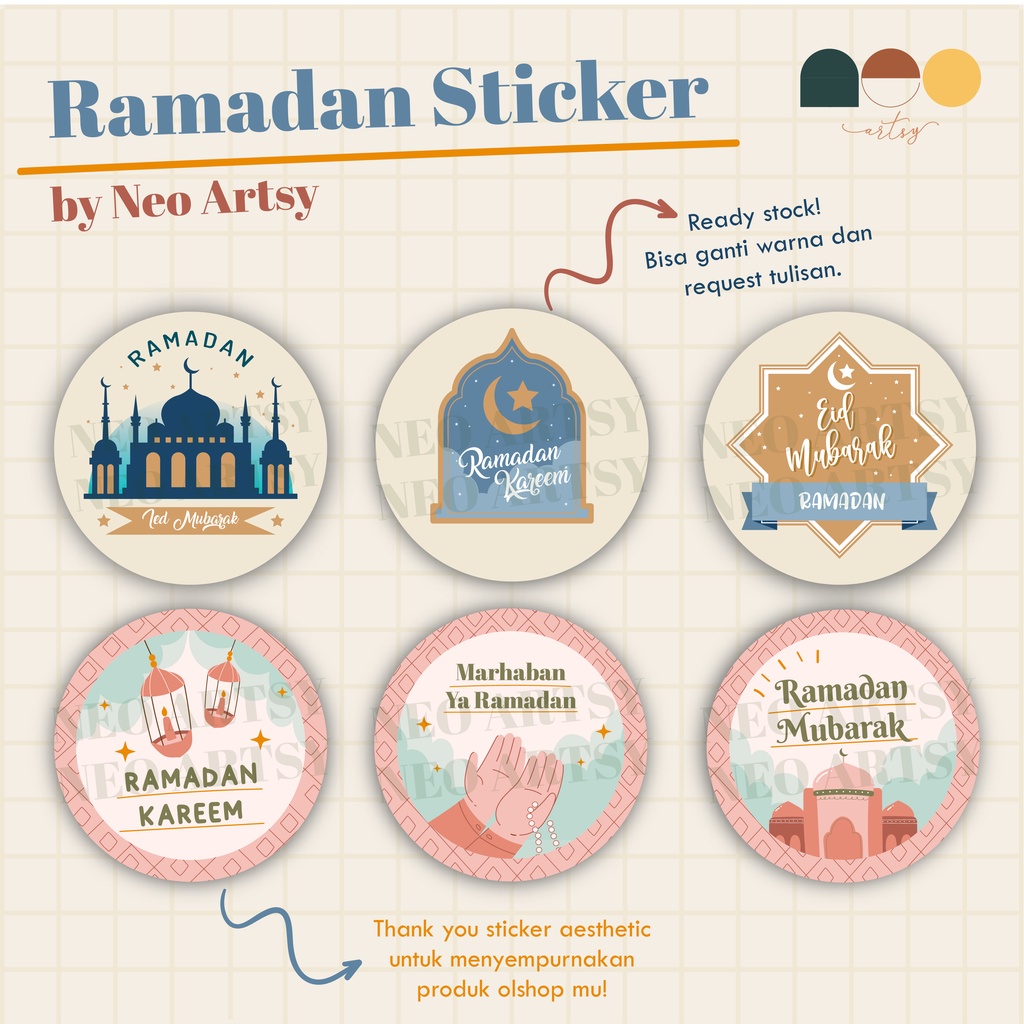 

Sticker Ramadhan Aesthetic / Ramadan Sticker / Sticker Bulat Spesial Lebaran / Idul Fitri / Eid / Ramadan Hampers / Stiker Segel Box / Toples Makanan