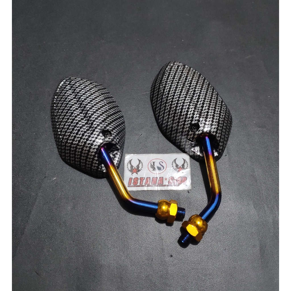 Spion Motor Model Beat Carbon Tangkai Pendek/Mini Two Tone Baet,Vario universal motor Honda