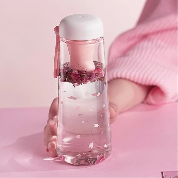 H264 Botol Minum Paw Cat 550ml Cute Claw Tea Infuser Kucing Lucu Unik / Botol Air Minum Sakura-5