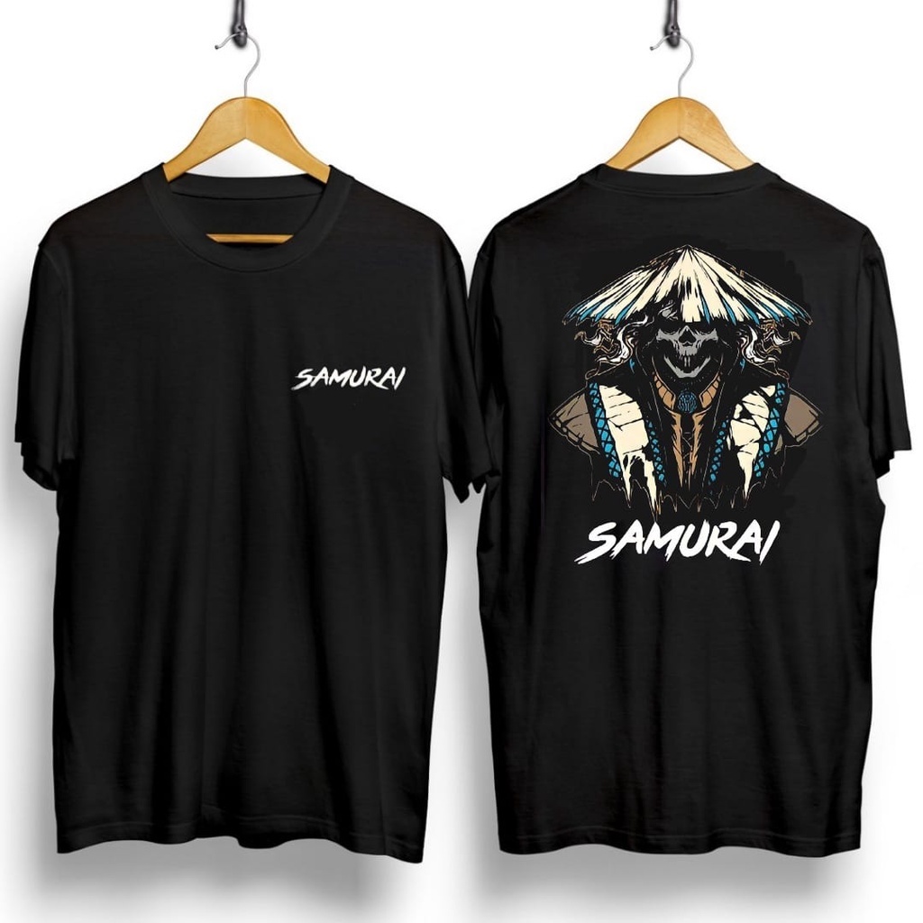 Shalch Trendy / Kaos Pendek Pria Motif Samurai Skull Blue Night Uk L - XL / Pakaian Pria