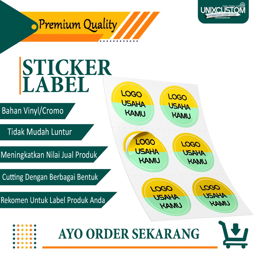 

Sticker Label Kemasan Vinyl Uk.A4 Free Laminasi