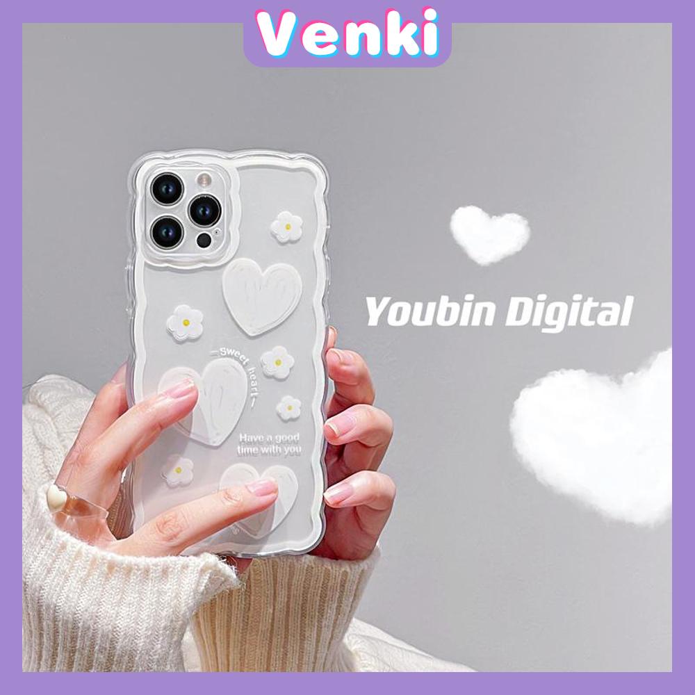 iPhone Case Silicone Soft Case Clear Case Wave Non-Slip Shockproof Camera Full Coverage Protection White Heart Flower For iPhone 13 Pro Max iPhone 12 Pro Max iPhone 11 iPhone 7Plus