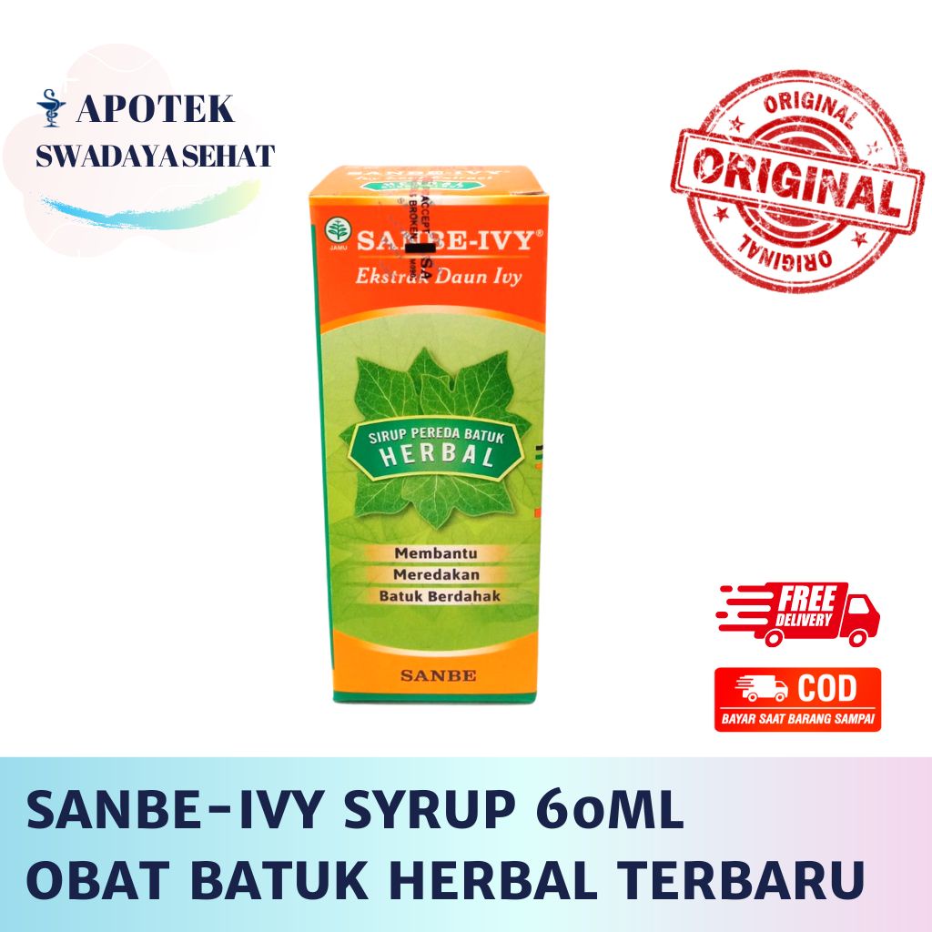 SANBE-IVY SYRUP 120ML - OBAT BATUK HERBAL TERBARU 60ML Sanbe Ivy Ekstrak Daun Ivi