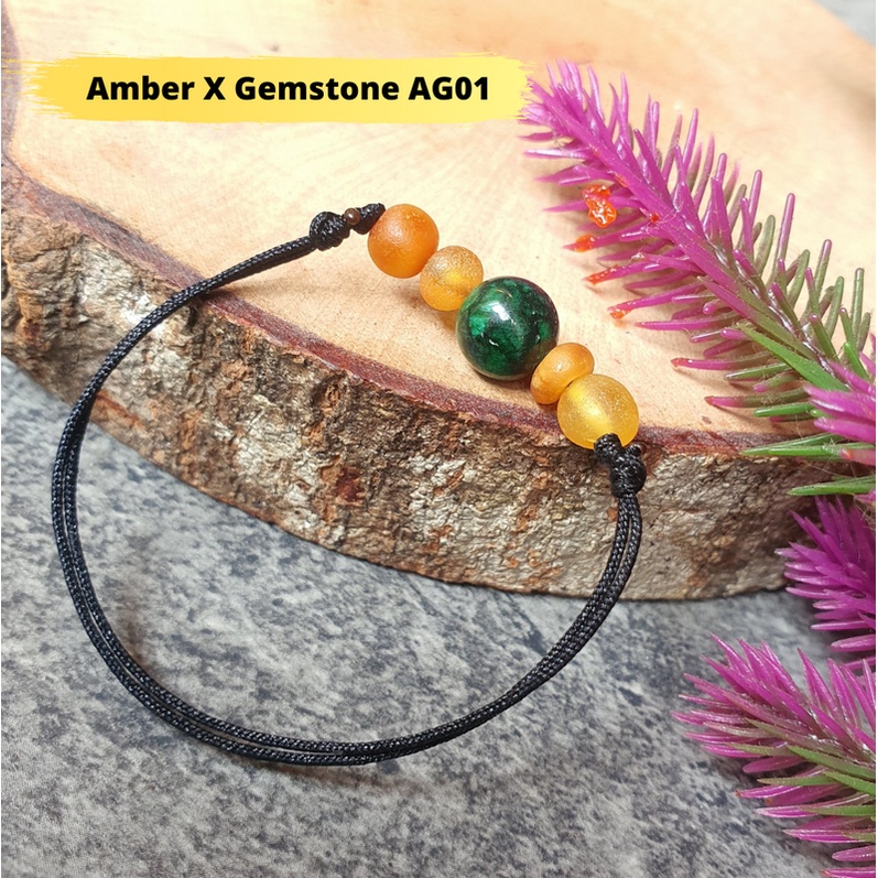 Gelang Amber X Gemstone Anak dan Dewasa Adjustable AG01 by Amber Bee