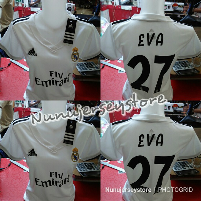 NJSTO1329 JERSEY CEWEK WANITA REAL MADRID HOME 20182019 GRADE ORI PLUS NAMA
